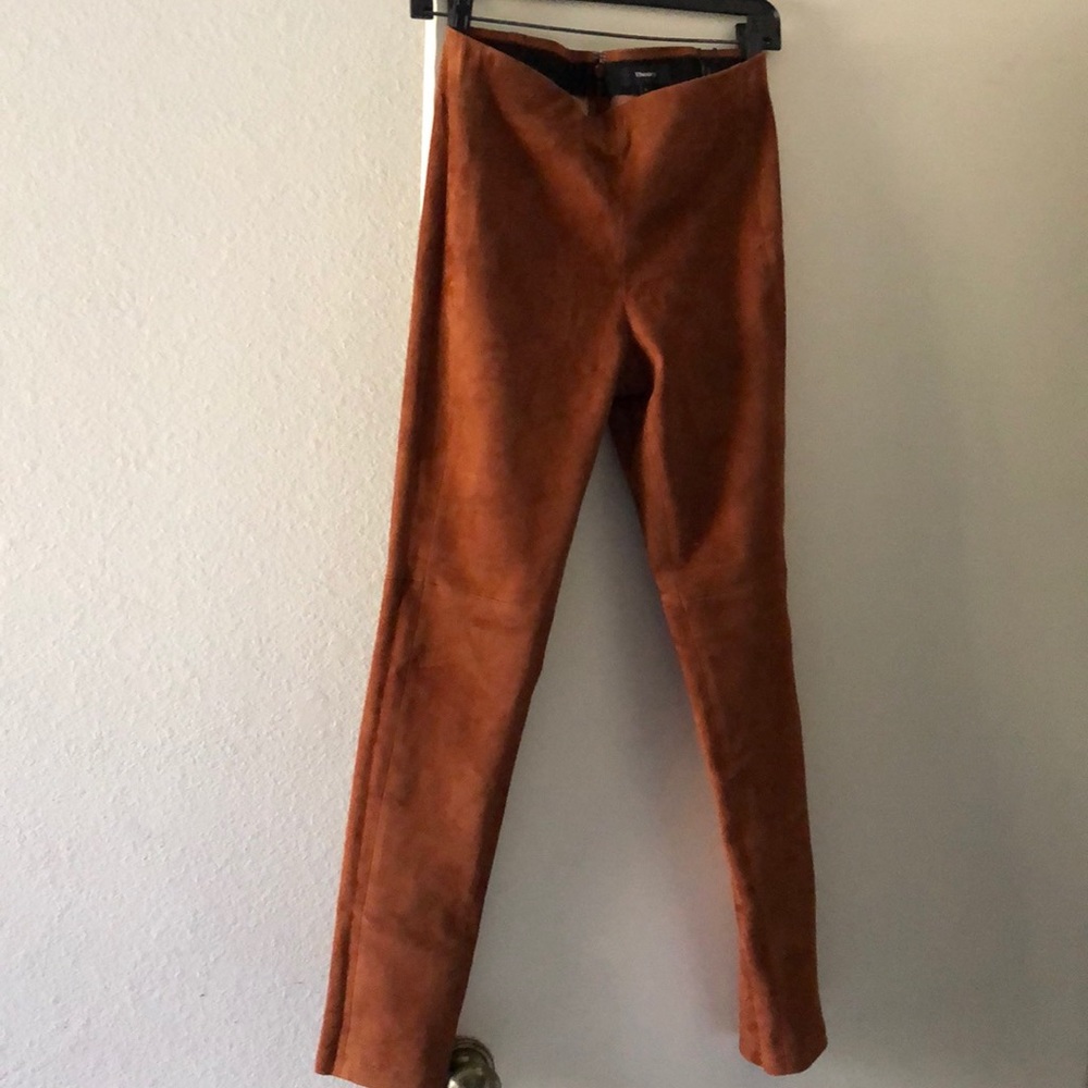 Theory stretch Hide Russet Suede Leather pants
